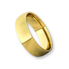 Tungsten Ring Domed Yellow Gold Plated Glossy Finish Band