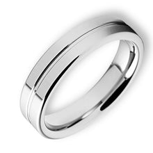 Tungsten Ring Polished Groove Center Triple Line Groove Edges Size 14 Band