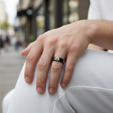 Tungsten Ring Silver Polish Stepped Edge Stylish Band