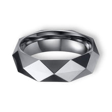 Tungsten Ring Unique Geometric Faceted Brushed Finish Band