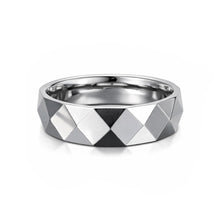 Tungsten Ring Unique Geometric Faceted Polished Band