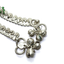 Unique Bohemian Style German Silver Pair with Green Beads Charm Anklet Jewelry - Anklet