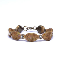Vintage Art Woven Gold-Tone Mesh Bracelet with Rhinestone Marquise Links - Bracelet