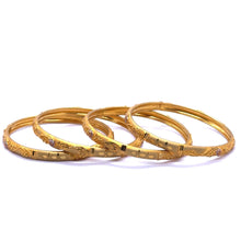 Vintage-Inspired Yellow Gold Plated Bangle 500ml with Detailed Geometric Engravings and Traditional Electroplated 1