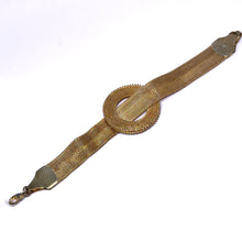 Vintage Style Woven Gold-Tone Mesh Bracelet with Textured Loop Clasp - Bracelet