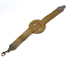 Vintage Style Woven Gold-Tone Mesh Bracelet with Textured Loop Clasp - Bracelet
