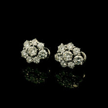 Vintage Timeless Diamond Cluster Halo 18K White Gold Stud Bridal Earring - Earrings