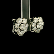 Vintage Timeless Diamond Cluster Halo 18K White Gold Stud Bridal Earring - Earrings