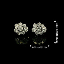 Vintage Timeless Diamond Cluster Halo 18K White Gold Stud Bridal Earring - Earrings