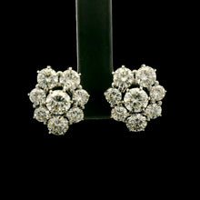 Vintage Timeless Diamond Cluster Halo 18K White Gold Stud Bridal Earring - Earrings
