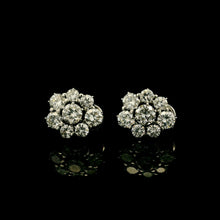 Vintage Timeless Diamond Cluster Halo 18K White Gold Stud Bridal Earring - Earrings