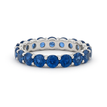 Full Eternity Ring 4mm Blue Sapphire Natural Gemstone Band September Yellow Gold / White Gold / Silver Jewelry