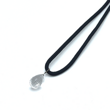 White Crystal Stone 14mm Drop Shape With Black Twisted Cord Pendant Necklace Known For Clarity Positivity And Balance