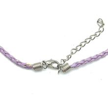 White Glass Drop Stone 16mm With Purple Twisted Cord Pendant Necklace Designed For Elegant Styling And Calm Visual