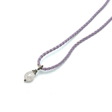 White Glass Drop Stone 16mm With Purple Twisted Cord Pendant Necklace Designed For Elegant Styling And Calm Visual