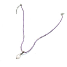 White Glass Drop Stone 16mm With Purple Twisted Cord Pendant Necklace Designed For Elegant Styling And Calm Visual