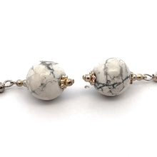 White Howlite 12mm Ball Plain Dangle Gemstone Earrings