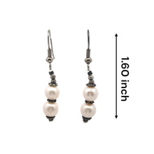 White Pearl 7.5mm Round Plain Dangle Gemstone Earrings