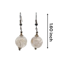 White Rutile 13mm Ball Plain Dangle Gemstone Earrings
