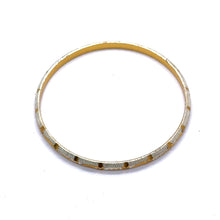 White Yellow Gold Plated metal 1 Piece Bangle Showcasing Traditional Design with Engraved Geometric Elements - Bracelet