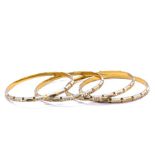 White Yellow Gold Plated metal 1 Piece Bangle Showcasing Traditional Design with Engraved Geometric Elements - Bracelet