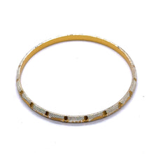 White Yellow Gold Plated metal 1 Piece Bangle Showcasing Traditional Design with Engraved Geometric Elements - Bracelet