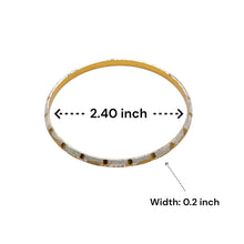 White Yellow Gold Plated metal 1 Piece Bangle Showcasing Traditional Design with Engraved Geometric Elements - Bracelet