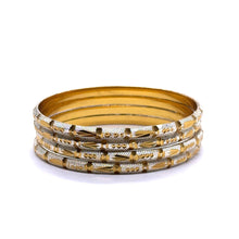 White Yellow Gold Plated metal 1 Piece Bangle Showcasing Traditional Design with Engraved Geometric Elements - Bracelet