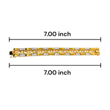 Yellow Gold CZ Floral Link Bracelet – Elegant Unisex Style with Polished Finish - Bracelet