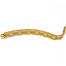 Yellow Gold CZ Floral Link Bracelet – Elegant Unisex Style with Polished Finish - Bracelet