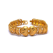 Yellow Gold Micron Plated Bracelet – Engraved Hearts & Layered Chain Design - Bracelet