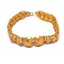 Yellow Gold Micron Plated Bracelet – Engraved Hearts & Layered Chain Design - Bracelet