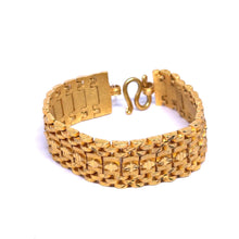 Yellow Gold Micron Plated Bracelet for Men – Bold Texture & Geometric Detail - Bracelet