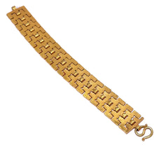 Yellow Gold Micron Plated Geometric Bracelet – Textured Links & Shiny Accents - Bracelet