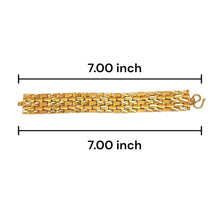 Yellow Gold Micron Plated Geometric Bracelet – Textured Links & Shiny Accents - Bracelet