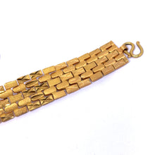 Yellow Gold Micron Plated Geometric Bracelet – Textured Links & Shiny Accents - Bracelet