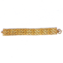Yellow Gold Micron Plated Geometric Bracelet – Textured Links & Shiny Accents - Bracelet