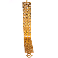 Yellow Gold Micron Plated Geometric Bracelet – Textured Links & Shiny Accents - Bracelet