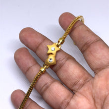 Yellow Gold Micron Plated Snake Chain Bracelet – Heart & Star Charms with CZ Sparkle - Bracelet
