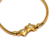 Yellow Gold Micron Plated Snake Chain Bracelet – Heart & Star Charms with CZ Sparkle - Bracelet