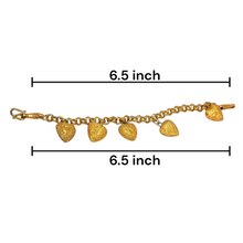 Yellow Gold Plated Delicate Linked Chain Bracelet – Micron Gold Sand‑Brass Hearts - Bracelet