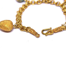 Yellow Gold Plated Delicate Linked Chain Bracelet – Micron Gold Sand‑Brass Hearts - Bracelet