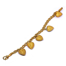 Yellow Gold Plated Delicate Linked Chain Bracelet – Micron Gold Sand‑Brass Hearts - Bracelet
