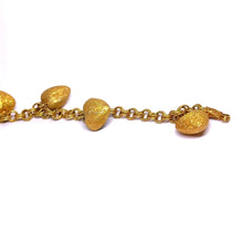 Yellow Gold Plated Delicate Linked Chain Bracelet – Micron Gold Sand‑Brass Hearts - Bracelet
