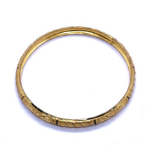 Yellow Gold Plated metal 1 Piece Bangle with Artistic Engraved Segments and Classic Geometric Patterns - Bracelet