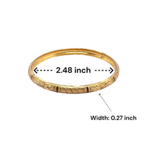 Yellow Gold Plated metal 1 Piece Bangle with Artistic Engraved Segments and Classic Geometric Patterns - Bracelet