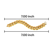 Yellow Gold Plated Modern Chain Bracelet – Diagonal Etched Curb Link Design - Bracelet