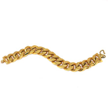 Yellow Gold Plated Modern Chain Bracelet – Diagonal Etched Curb Link Design - Bracelet