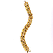 Yellow Gold Plated Modern Chain Bracelet – Diagonal Etched Curb Link Design - Bracelet