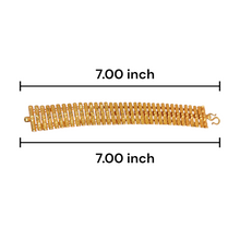Yellow Gold Plated Modern Link Bracelet – Engraved Rectangular Geometrics - Bracelet